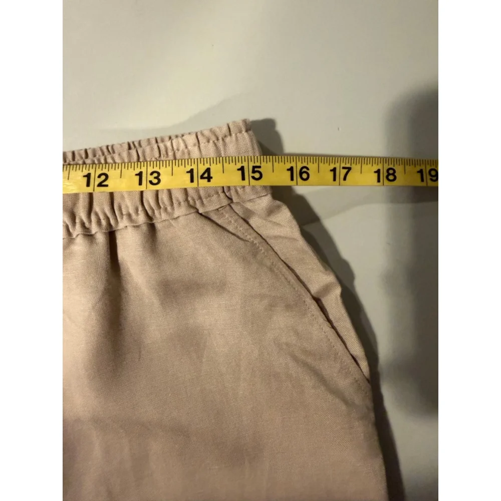 H&M Beige Linen Blend Ankle Cropped wide Pants Size M